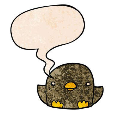 retro doku tarzında karikatür civciv ve konuşma balonu