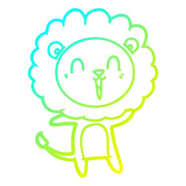 soğuk degrade çizgi çizim gülen aslan karikatür