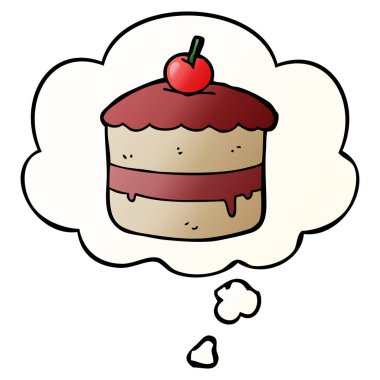 karikatür pasta ve pürüzsüz degrade tarzında düşünce balonu
