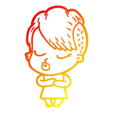 sıcak degrade çizgi çizim karikatür güzel hipster kız