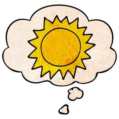 grunge doku desen tarzı karikatür güneş ve düşünce balonu