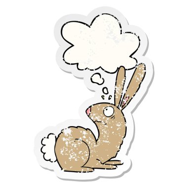 karikatür tavşan tavşan ürküttü ve sıkıntılı olarak kabarcık düşündüm