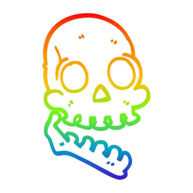 gökkuşağı gradyan çizgi çizim karikatür mutlu kafatası