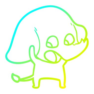 soğuk degrade çizgi çizim sevimli karikatür fil