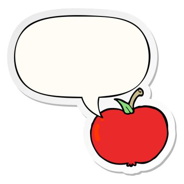 karikatür elma ve konuşma kabarcık etiket