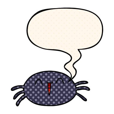 çizgi roman tarzında karikatür halloween örümcek ve konuşma balonu