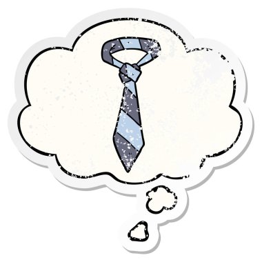 çizgi film çizgili kravat ve sıkıntılı yıpranmış stic olarak kabarcık düşünce