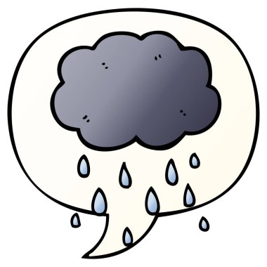 düzgün degrade tarzında karikatür bulut yağmur ve konuşma balonu