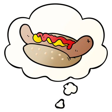 karikatür sosisli ve pürüzsüz degrade tarzında düşünce balonu