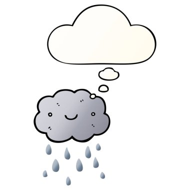 sevimli karikatür bulut ve pürüzsüz degrade tarzında düşünce balonu