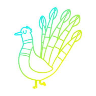 soğuk degrade çizgi çizim karikatür tavus kuşu