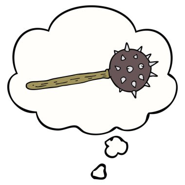 karikatür ortaçağ topuz ve düşünce balonu