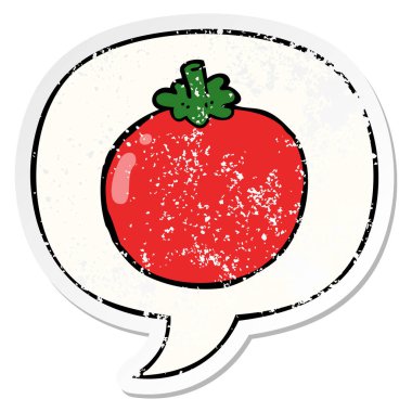 karikatür domates ve konuşma balonu sıkıntılı etiket