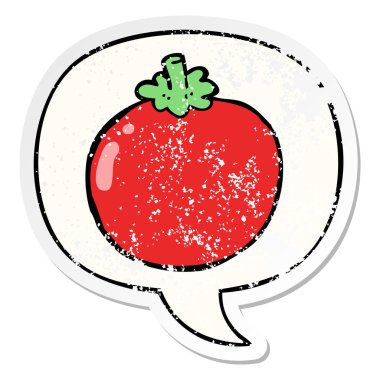 karikatür domates ve konuşma balonu sıkıntılı etiket