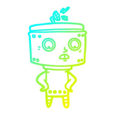 soğuk degrade çizgi çizim karikatür robot