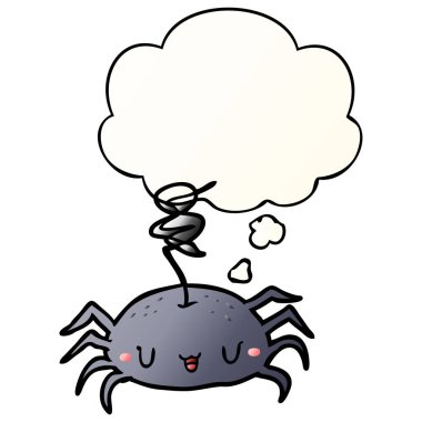 çizgi film örümceği ve pürüzsüz degrade tarzında düşünce balonu