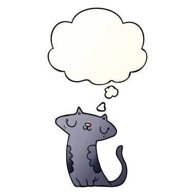 çizgi film kedi ve pürüzsüz degrade tarzında düşünce balonu
