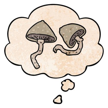 karikatür mantar ve grunge doku desen s düşünce balonu