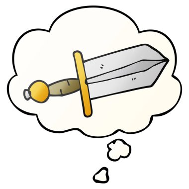 karikatür hançer ve pürüzsüz degrade tarzında düşünce balonu