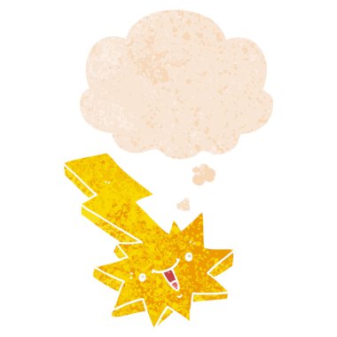 karikatür yıldırım grev ve retro dokulu st düşünce balonu