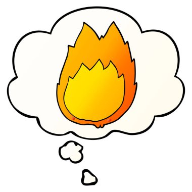 karikatür alevler ve pürüzsüz degrade tarzında düşünce balonu