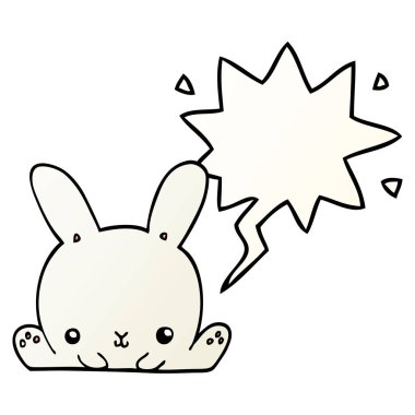 düzgün degrade tarzında karikatür tavşan ve konuşma balonu