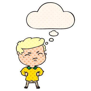 çizgi film rahatsız adam ve çizgi roman tarzında kabarcık düşünce