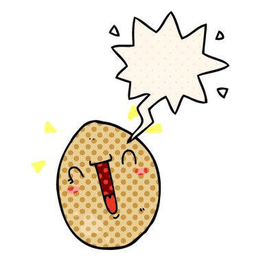 çizgi roman tarzında karikatür mutlu yumurta ve konuşma balonu