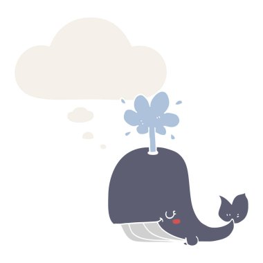 retro tarzında karikatür balina ve düşünce balonu