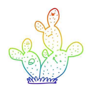gökkuşağı gradyan çizgi çizim karikatür kaktüs