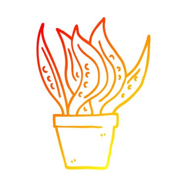 sıcak degrade çizgi çizim karikatür ev bitki