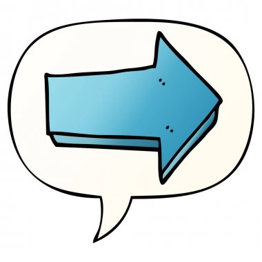 düzgün degrade tarzında karikatür ok ve konuşma balonu