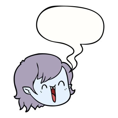 karikatür vampir kız yüz ve konuşma balonu