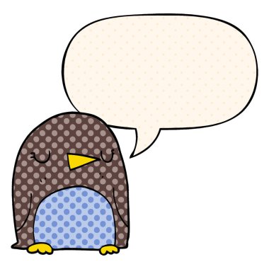 çizgi film penguen ve çizgi roman tarzında konuşma balonu