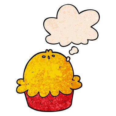 karikatür pasta ve grunge doku desen tarzında düşünce balonu