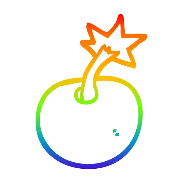 虹のグラデーションラインは、丸い漫画の爆弾を描く — ストックベクタ