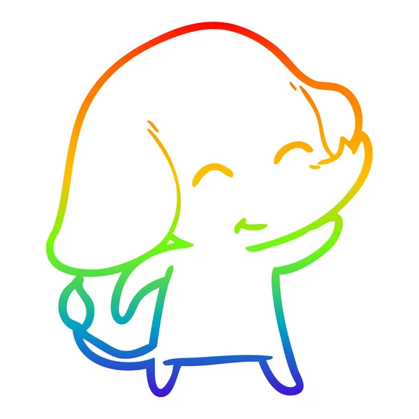 Linea gradiente arcobaleno disegno carino cartone animato elefante — Vettoriale Stock