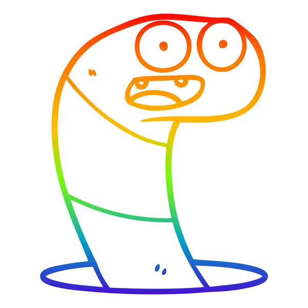 Rainbow gradient ligne dessin bande dessinée ver — Image vectorielle