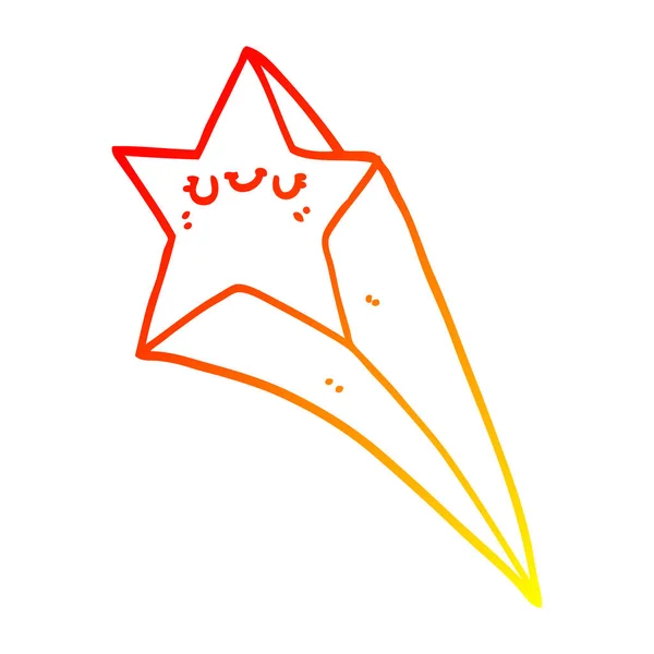 Varm gradient linje ritning Cartoon Shooting Star — Stock vektor