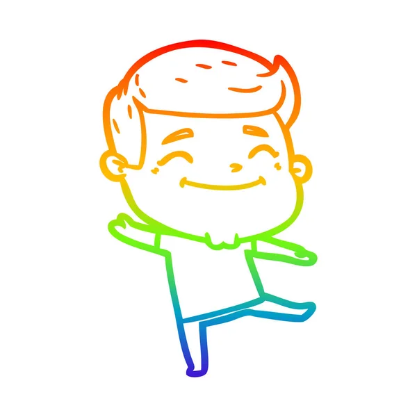 Gradient kreskówka linia mężczyzna rysunek szczęśliwy tęcza — Wektor stockowy