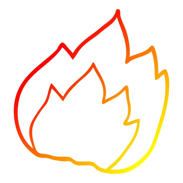 暖かいグラデーションライン描画漫画の火 — ストックベクタ