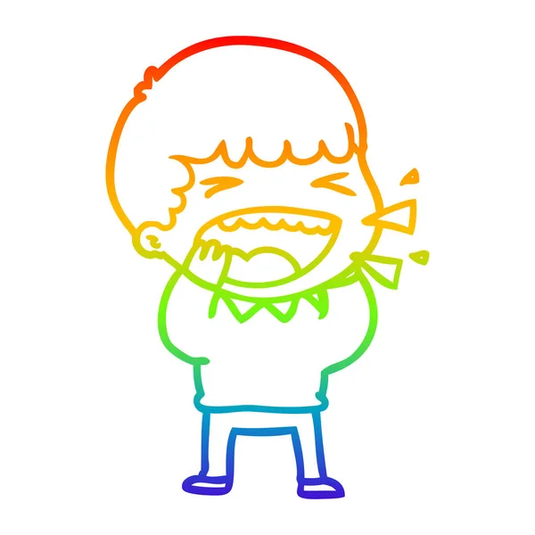 Rainbow gradient ligne dessin dessin animé rire homme — Image vectorielle