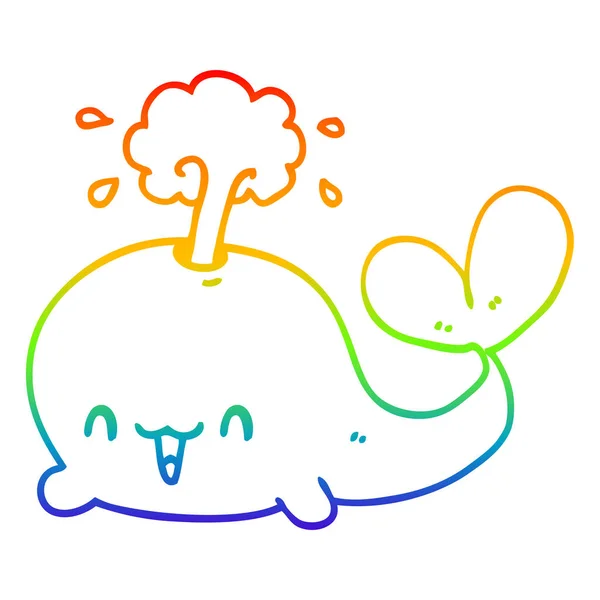 虹のグラデーションライン描画漫画クジラ — ストックベクタ