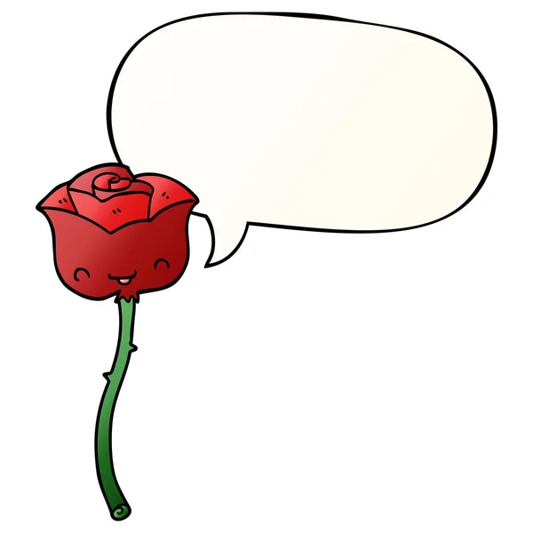 Rose dessin animé et bulle de la parole dans le style dégradé lisse — Image vectorielle
