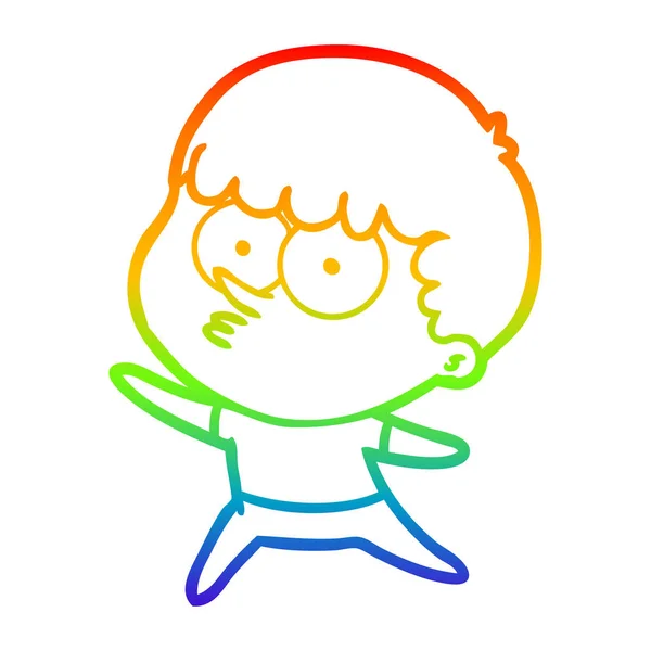 Arcobaleno gradiente linea disegno cartone animato danza ragazzo — Vettoriale Stock