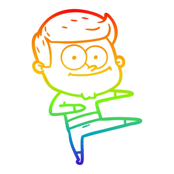 Arco iris gradiente línea dibujo dibujos animados feliz hombre bailando — Archivo Imágenes Vectoriales