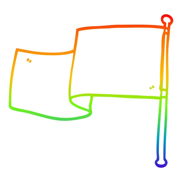 Rainbow gradient linje ritning tecknad röd flagga — Stock vektor