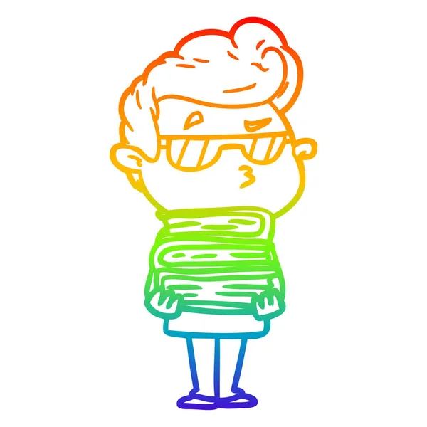Regenbogen Gradientenlinie Zeichnung Cartoon cooler Kerl — Stockvektor