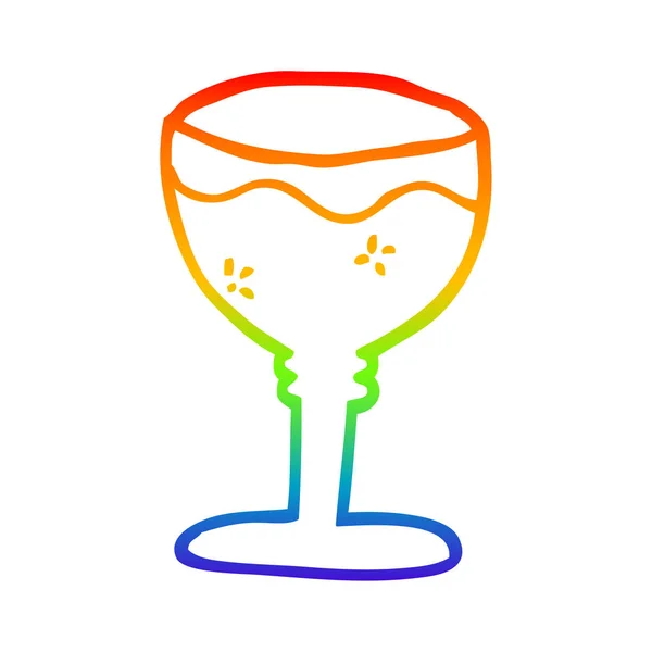 Arco-íris linha gradiente desenho cartoon copo de vinho tinto —  Vetores de Stock