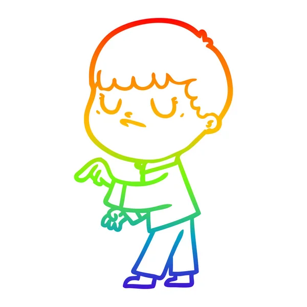 Duhový gradient čára kresba kreslená nevrlý chlapec — Stockový vektor